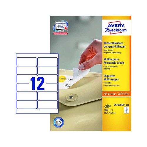 Avery Zweckform öntapadó íves etikett címke L4743REV-100