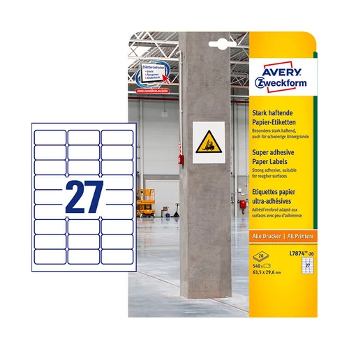 Avery Zweckform öntapadó íves etikett címke L7874-20